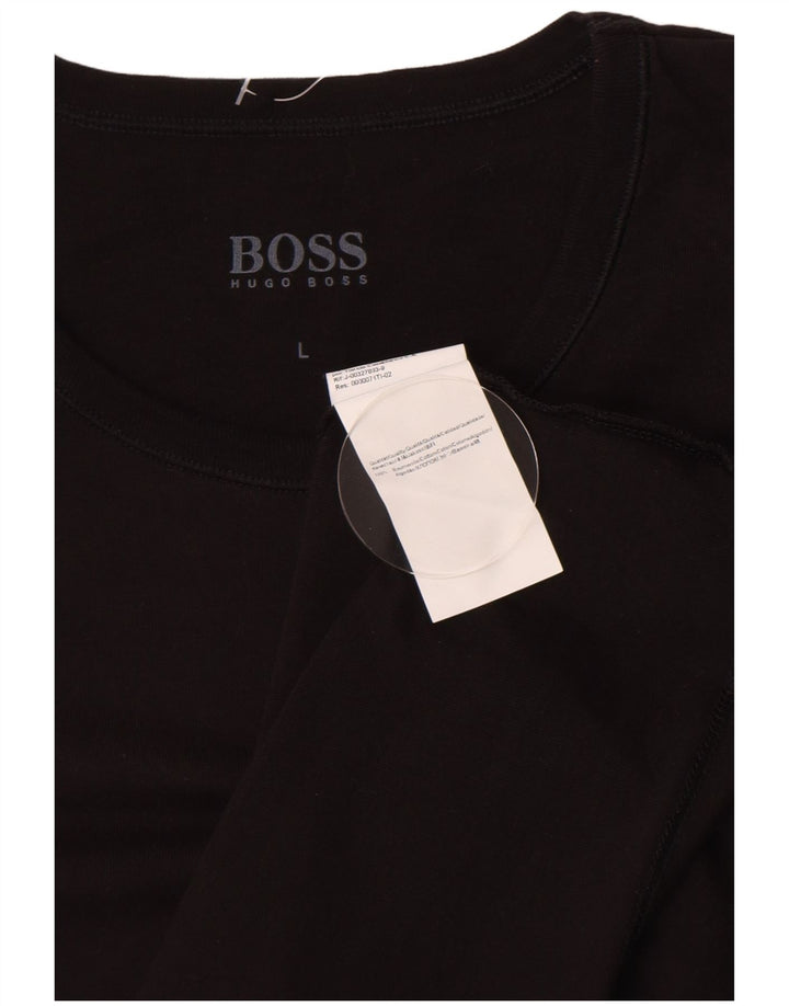 Hugo Boss Hombre Camiseta Top Grande Algodón Negro