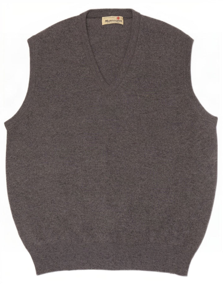 Munrospun Chaleco para hombre Camiseta sin mangas EU 52 Lana gris grande