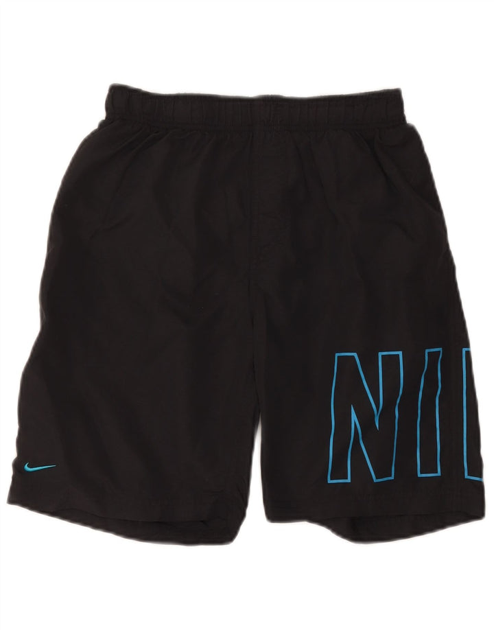 Nike Pantalones cortos deportivos con gráficos para hombre, talla pequeña, nailon negro