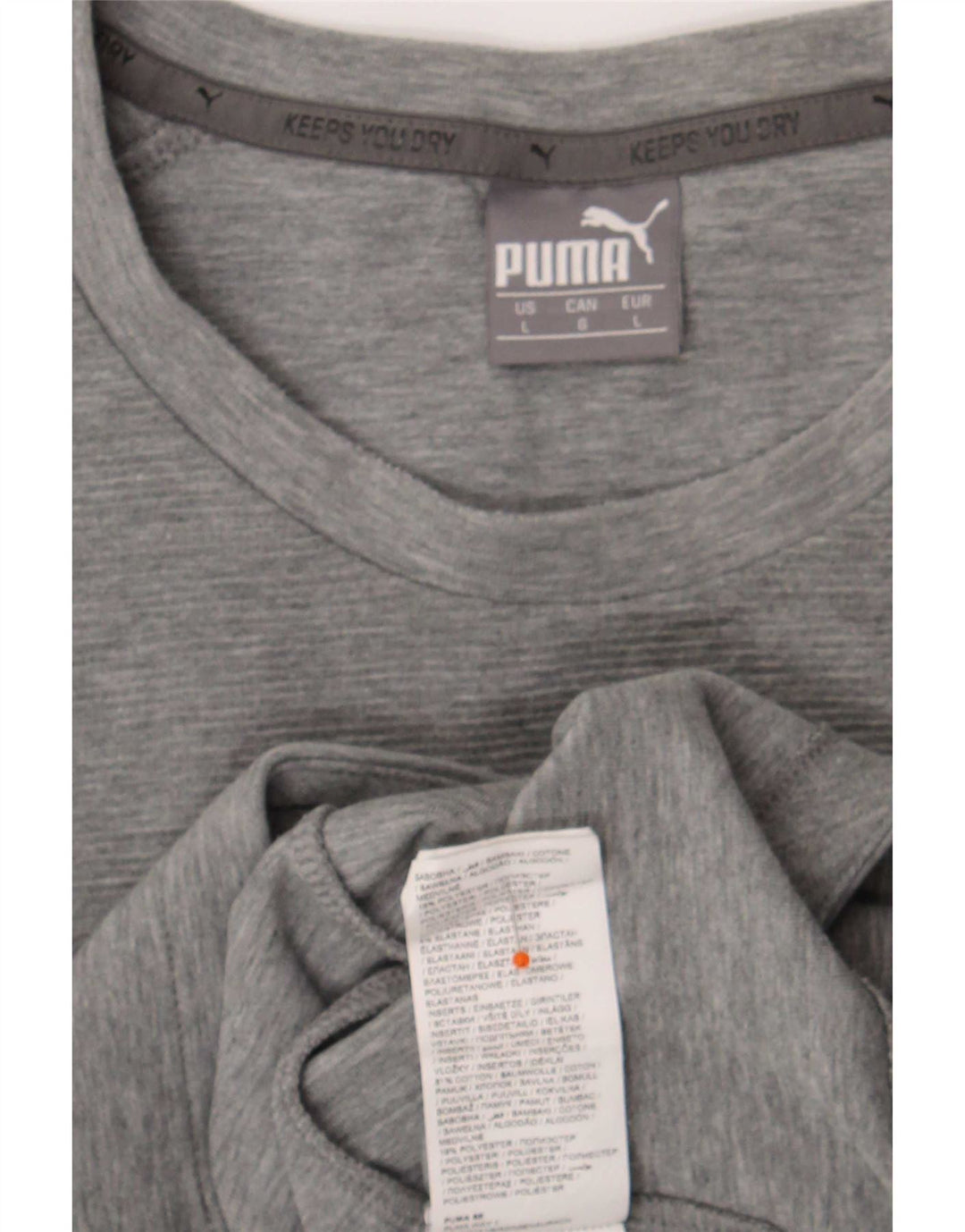 Puma Camiseta de manga larga para hombre de algodón gris color block grande