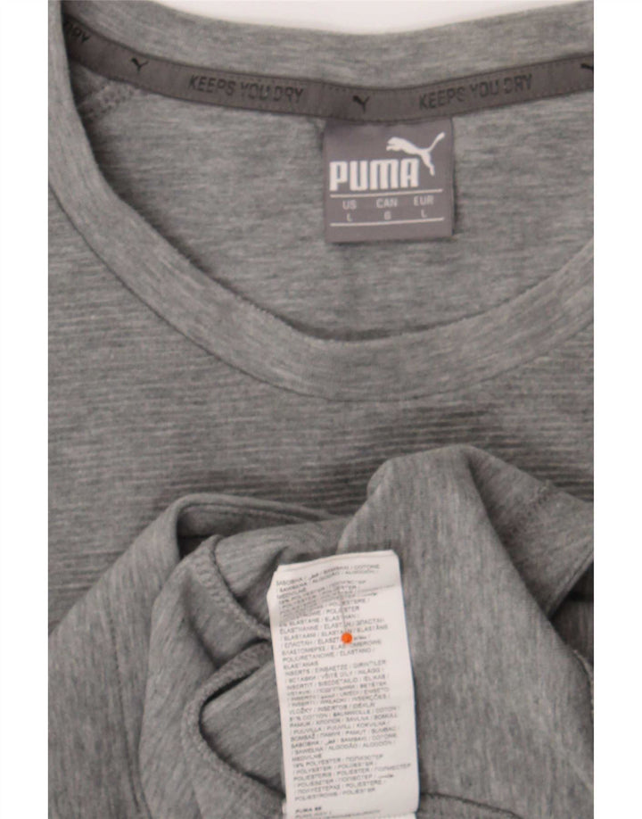 Puma Camiseta de manga larga para hombre de algodón gris color block grande