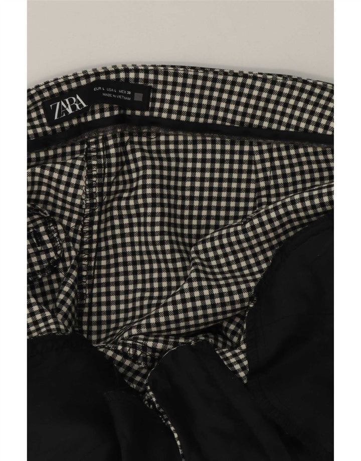 Zara Pantalón Chino Slim Para Mujer Grande W30 L27 Cuadros Grises