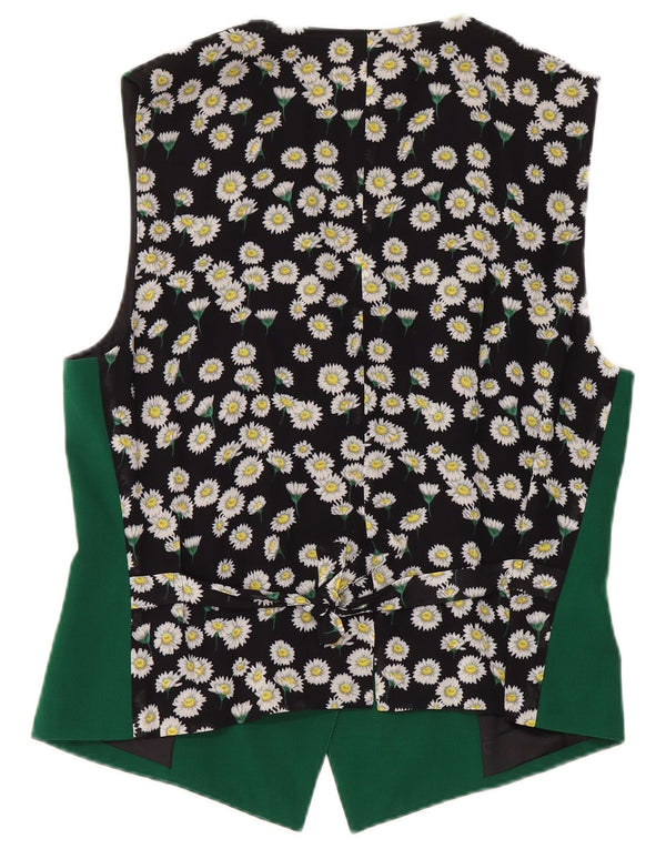ESCADA Chaleco de Mujer EU 40 Verde Medio Floral Lana Virgen