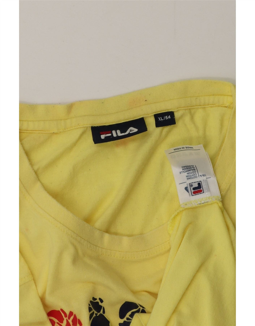 FILA Camiseta gráfica para hombre Top XL Algodón amarillo
