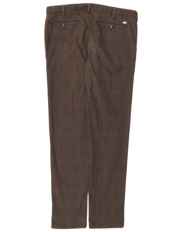 Henry s Pantalón chino ajustado para hombre IT 52 XL W36 L33 Brown Check