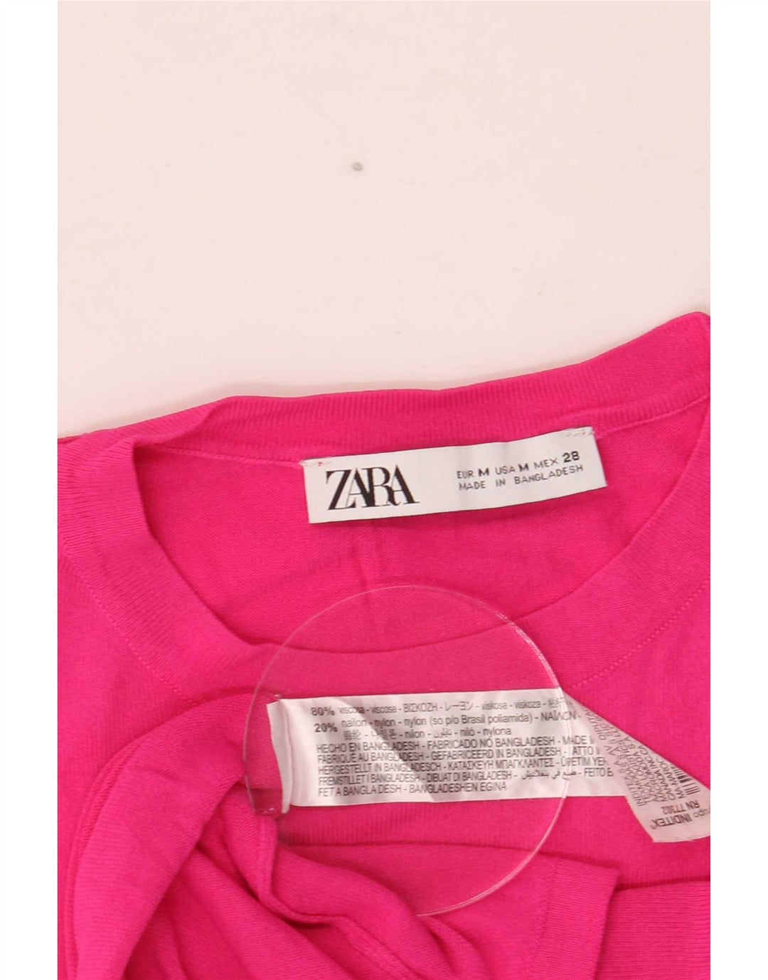 Zara Camiseta Mujer Top UK 40 Viscosa Rosa Mediana