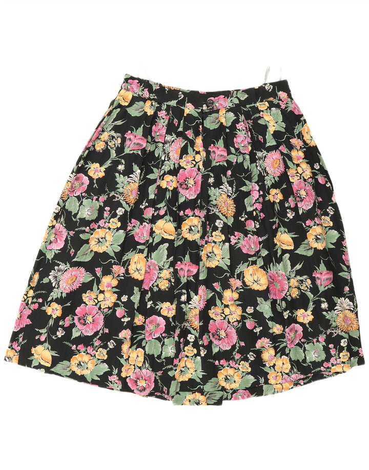 Falda Plisada C&A Mujer W30 Viscosa Floral Negra Mediana