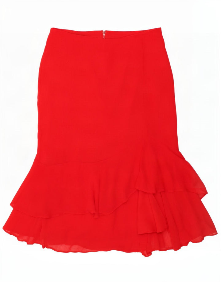 Marks & Spencer Falda con volantes para mujer UK 12 Medium W32 Poliéster rojo