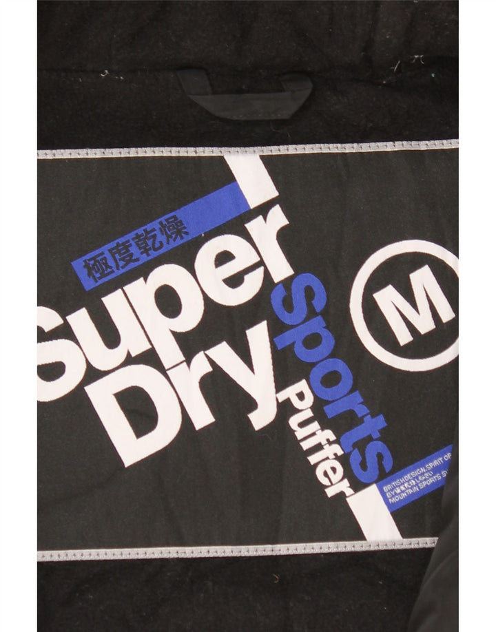 Superdry Chaleco acolchado con capucha para hombre, talla 38, poliéster negro mediano