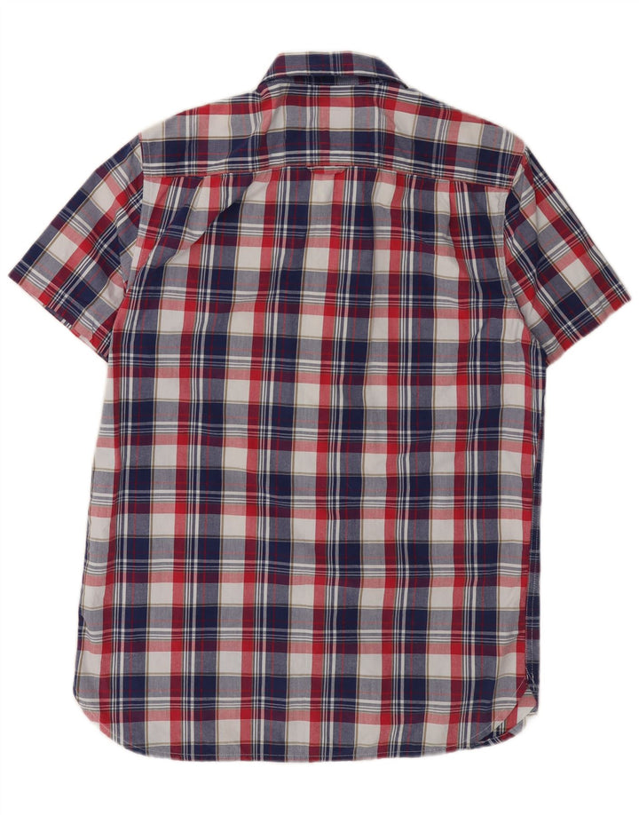 SUPERDRY Camisa de manga corta para hombre de algodón con cuadros multicolores grandes