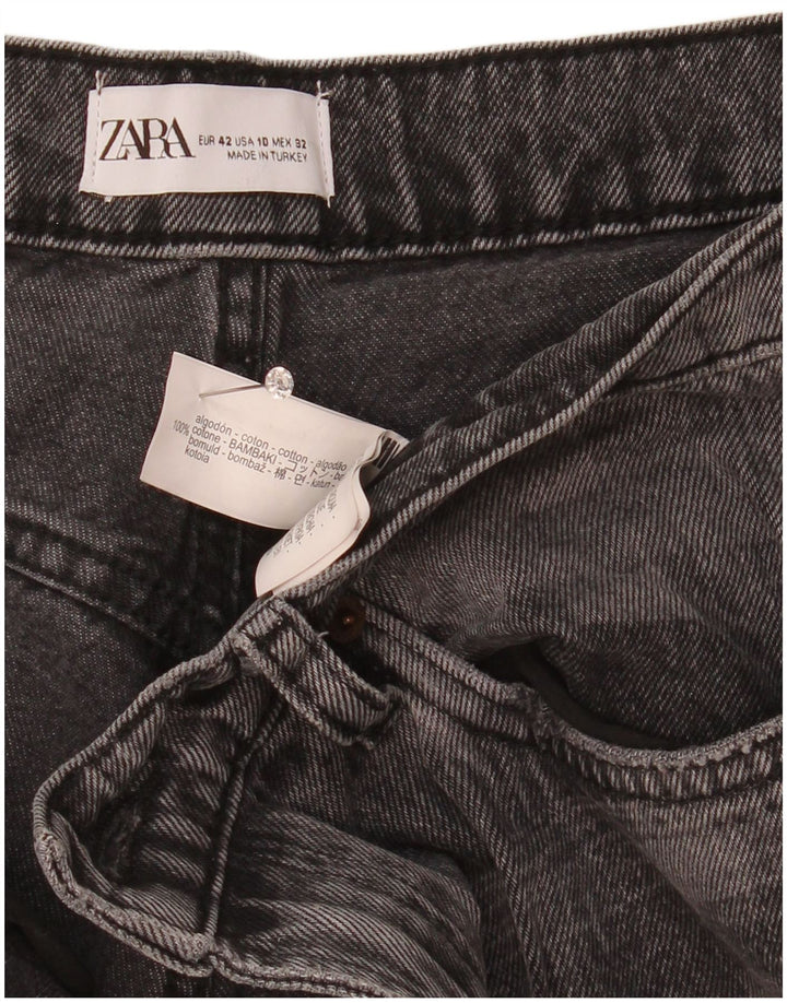 Zara Jeans rectos para mujer EU 42 Large W32 L30 Algodón a cuadros gris