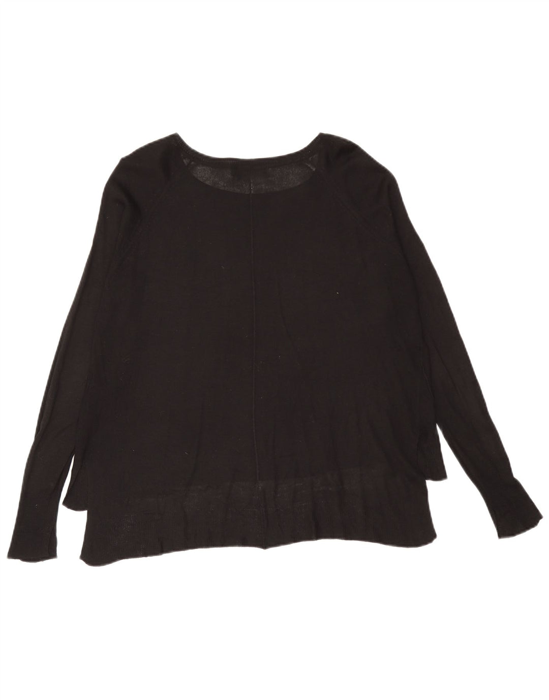 Zara Mujer Top Extragrande Manga Larga UK 10 Small Viscosa Negra