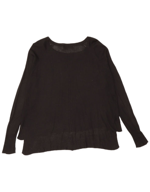 Zara Mujer Top Extragrande Manga Larga UK 10 Small Viscosa Negra