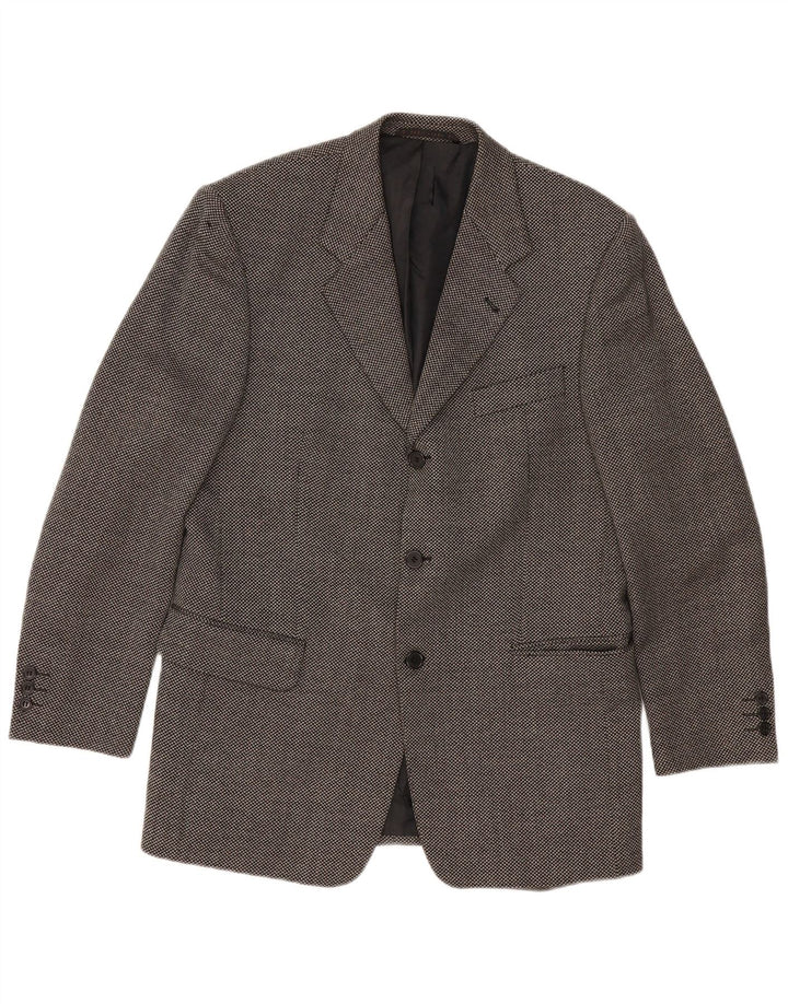 REDGREEN Chaqueta tipo blazer de 3 botones para hombre EU 50 Lana manchada gris grande