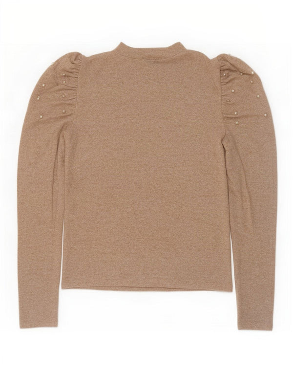 Zara Mujer Blusa De Manga Larga Top UK 42 Medium Beige