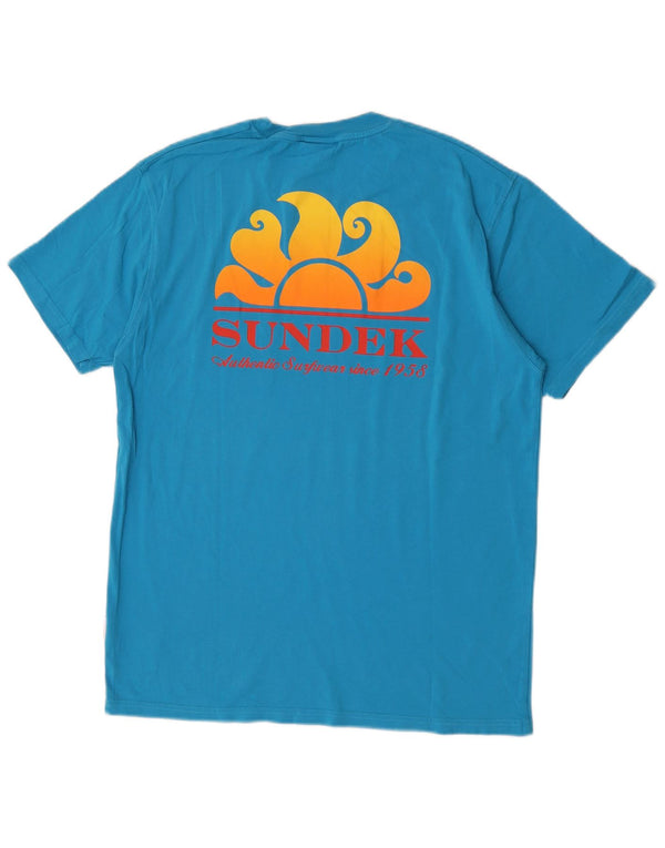 Sundek Camiseta gráfica para hombre Top grande de algodón azul