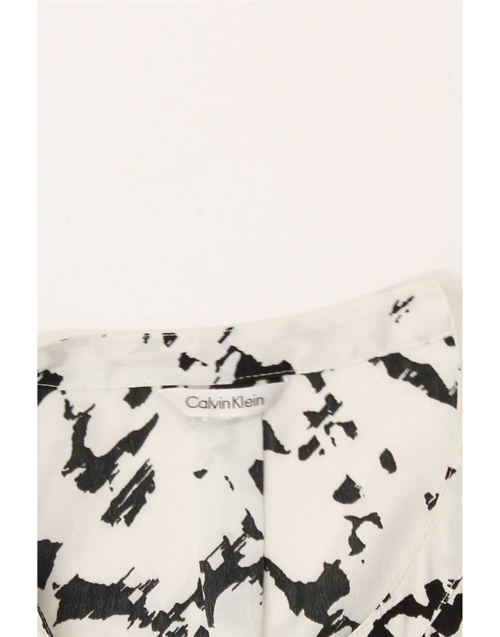 Calvin Klein Blusa con patrón abstracto para mujer UK 46 Grande Blanco