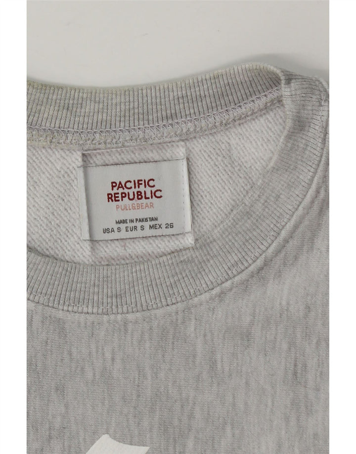 PULL & BEAR Womens Oversized Graphic Sweatshirt Jumper UK 10 Small Grey Vintage Pull & Bear and Second-Hand Pull & Bear from Messina Hembry 