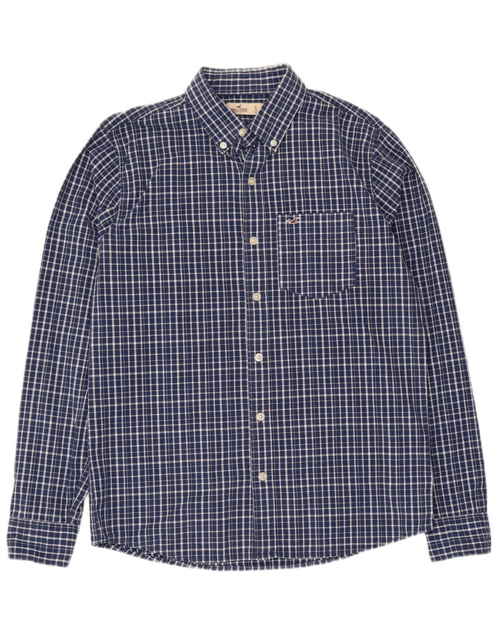 Camisa Hollister Hombre Algodón A Cuadros Azul Pequeño