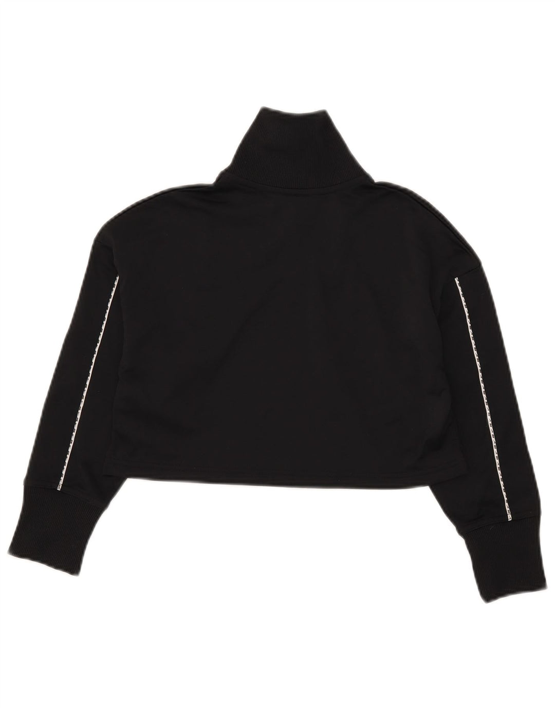 Nike Mujer Crop Chándal Top Chaqueta UK 10 Pequeño Poliéster Negro