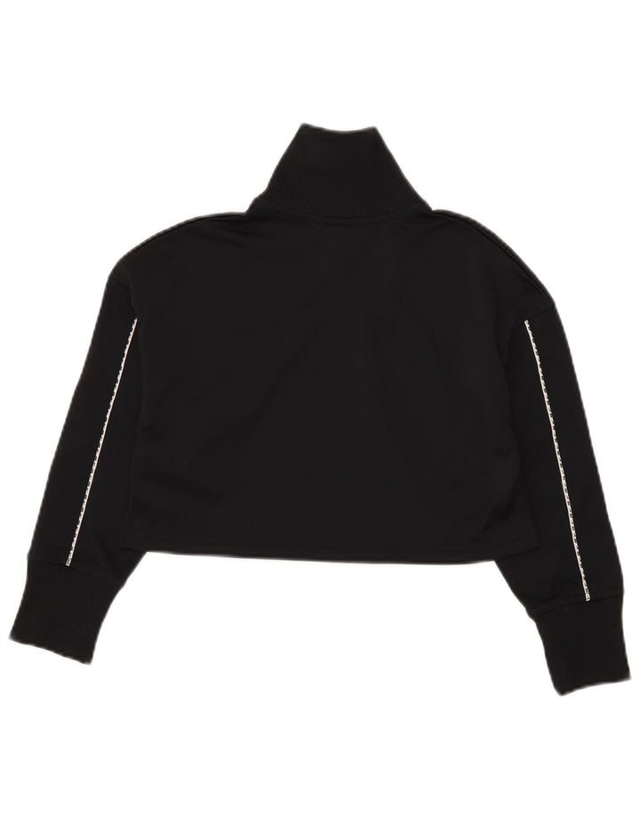 Nike Mujer Crop Chándal Top Chaqueta UK 10 Pequeño Poliéster Negro