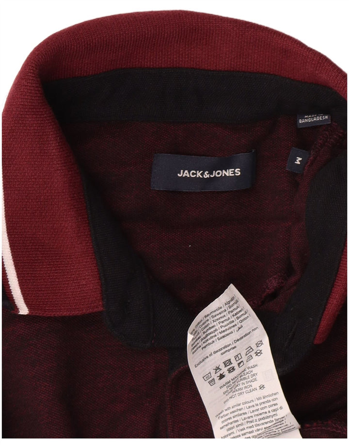 JACK & JONES Polo Hombre Algodón Burdeos Medio