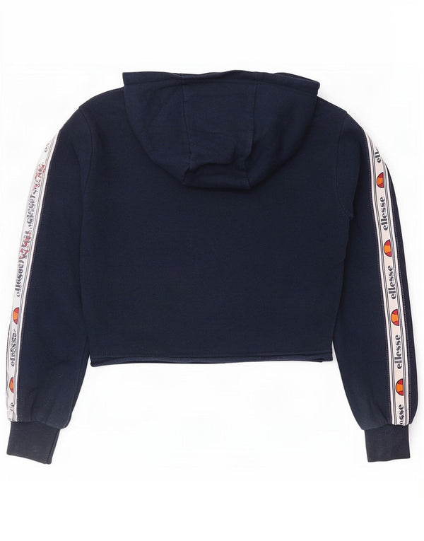Ellesse Crop Graphic Sudadera con capucha para mujer UK 4 XS Azul marino Colorblock