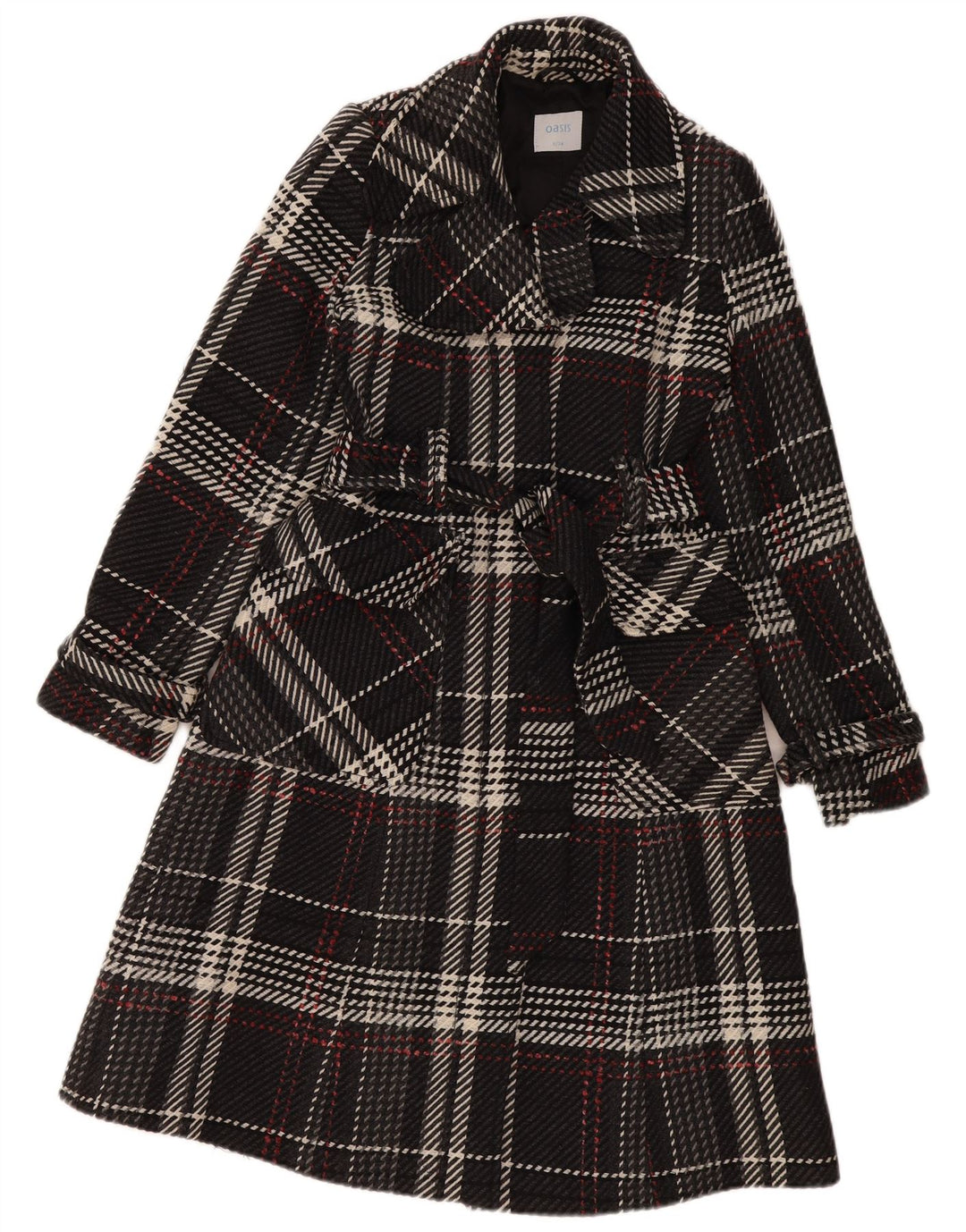 Abrigo Oasis para mujer UK 8 Small Black Check Wool