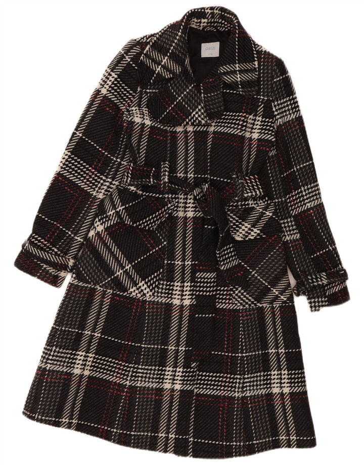 Abrigo Oasis para mujer UK 8 Small Black Check Wool