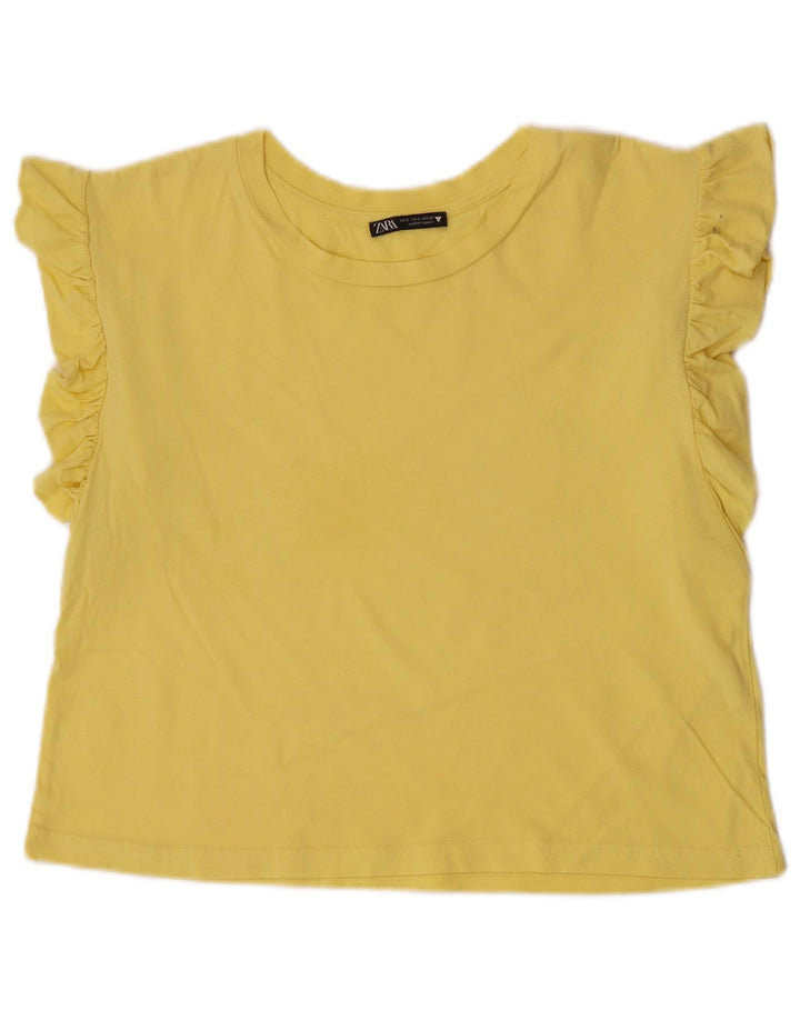 Zara Mujer Chaleco Top Reino Unido 10 Pequeño Algodón Amarillo