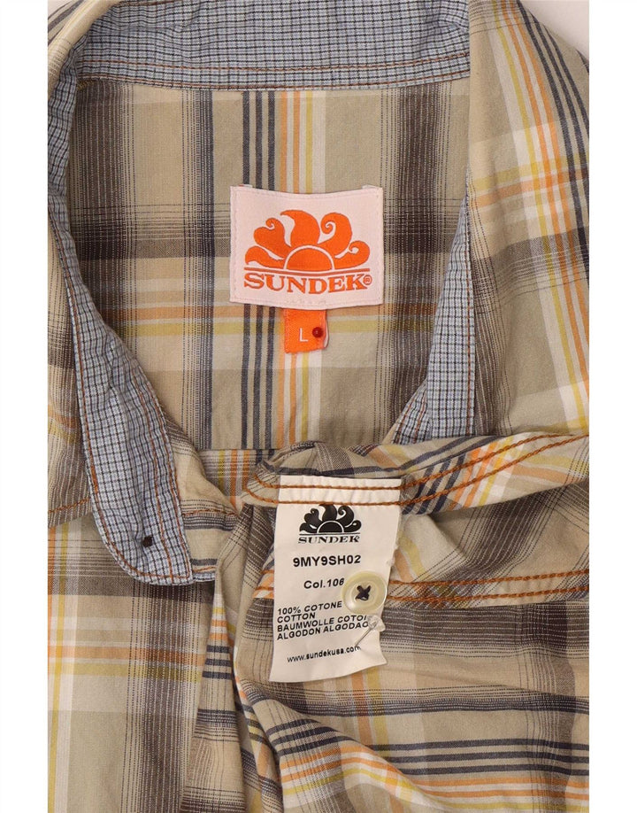 Sundek Camisa De Manga Corta Para Hombre Algodón A Cuadros Multicolor Grande
