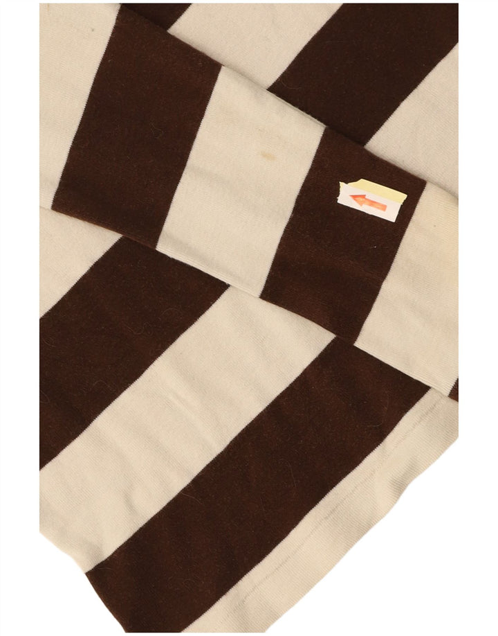 RALPH LAUREN Top de mujer de manga larga UK 14 Algodón a rayas marrón medio