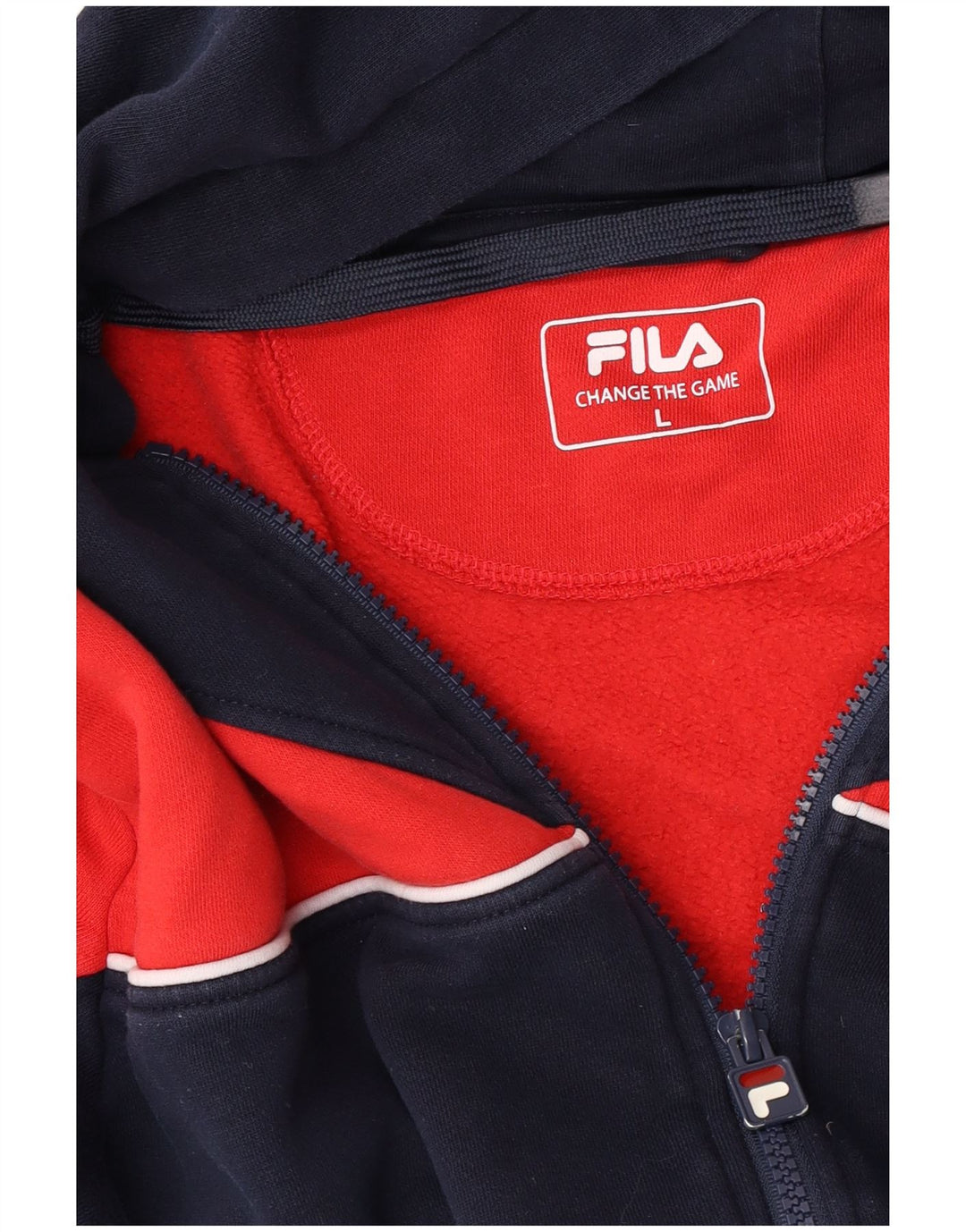 Fila Sudadera con capucha y cremallera para hombre, talla grande, color azul marino