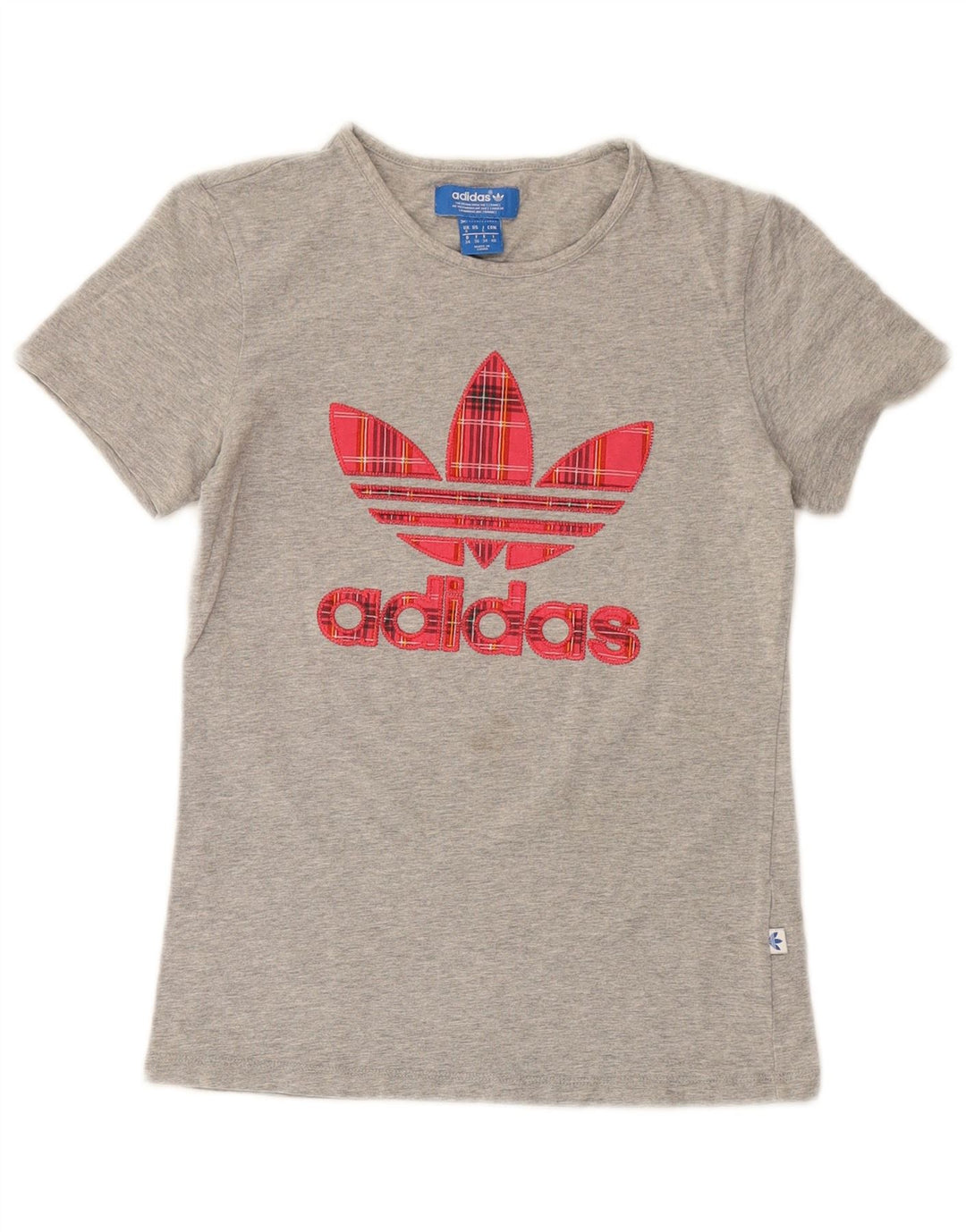 ADIDAS Camiseta gráfica para mujer Top UK 8 Pequeño algodón moteado gris