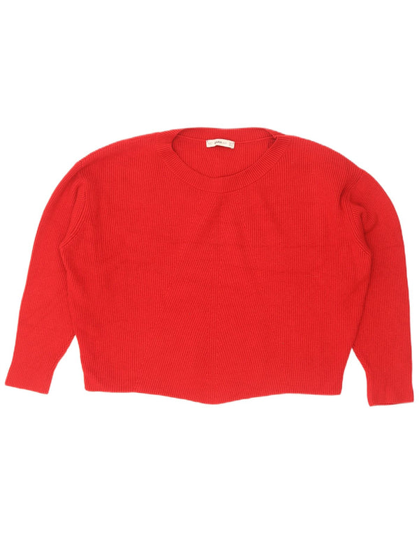 Zara Mujer Oversize Cuello Redondo Jersey Jersey UK 10 Small Viscosa Roja