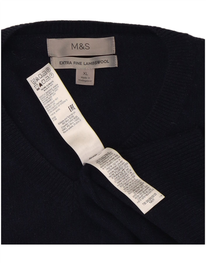 Marks & Spencer Jersey con Cuello en V para Hombre XL Lana Azul Marino
