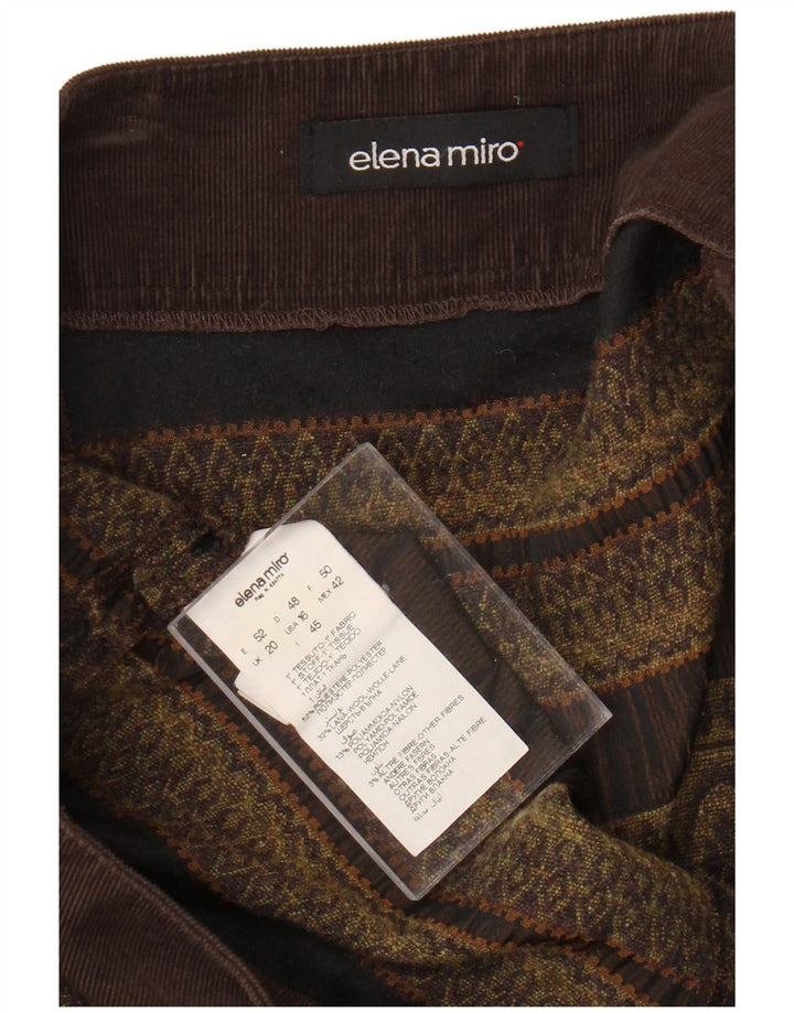 ELENA MIRO Falda acampanada para mujer UK 20 2XL W38 Poliéster geométrico marrón