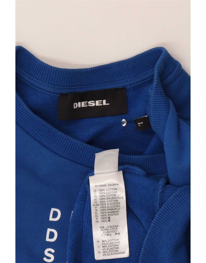 Diesel Hombre Sudadera Gráfica Jersey De Algodón Azul Grande