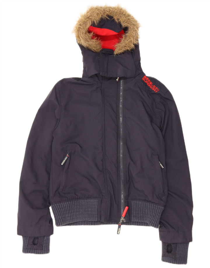 SUPERDRY Chaqueta acolchada con capucha para mujer UK 40 Mediana Azul marino Nylon