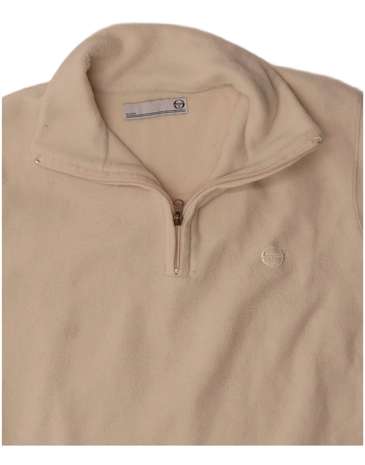SERGIO TACCHINI Jersey polar con cuello y cremallera para hombre, talla grande, color beige