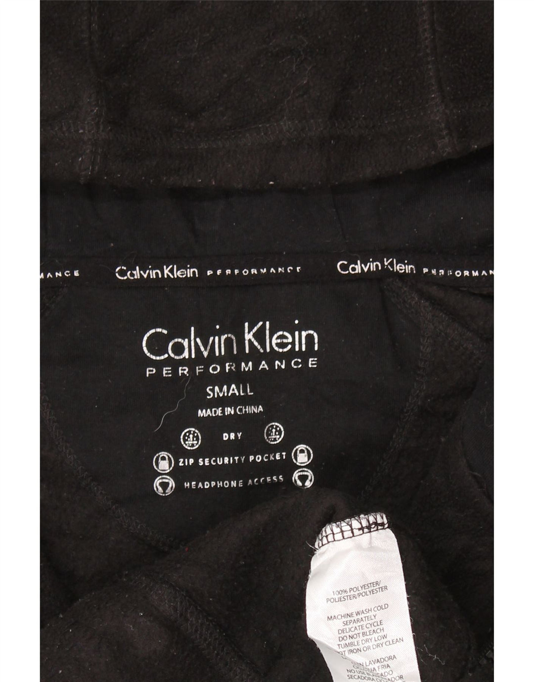 Calvin Klein Chaqueta de forro polar con capucha gráfica para mujer UK 10 Small Black