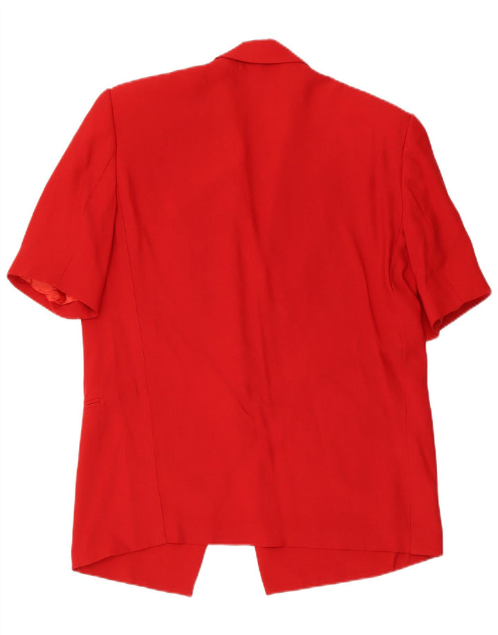 Vintage mujer 1 botón manga corta Blazer chaqueta Reino Unido 14 rojo medio