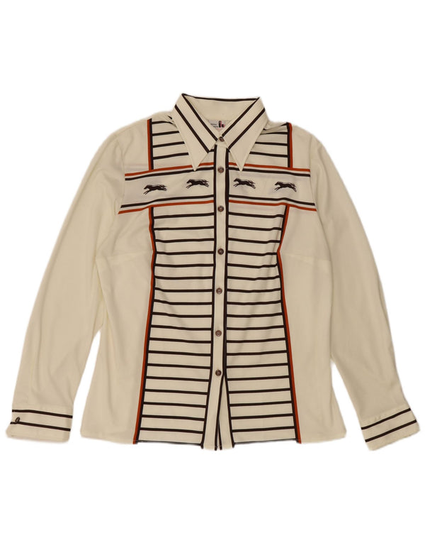 HAMMERLE Blusa camisera para mujer UK 40 Grande Poliéster a rayas blanco roto