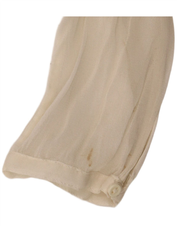 Zara Blusa de manga larga transparente de gran tamaño para mujer UK 10 Small Beige