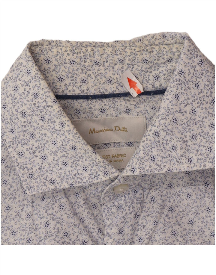 Camisa Massimo Dutti Hombre Small Blanco Floral Algodón