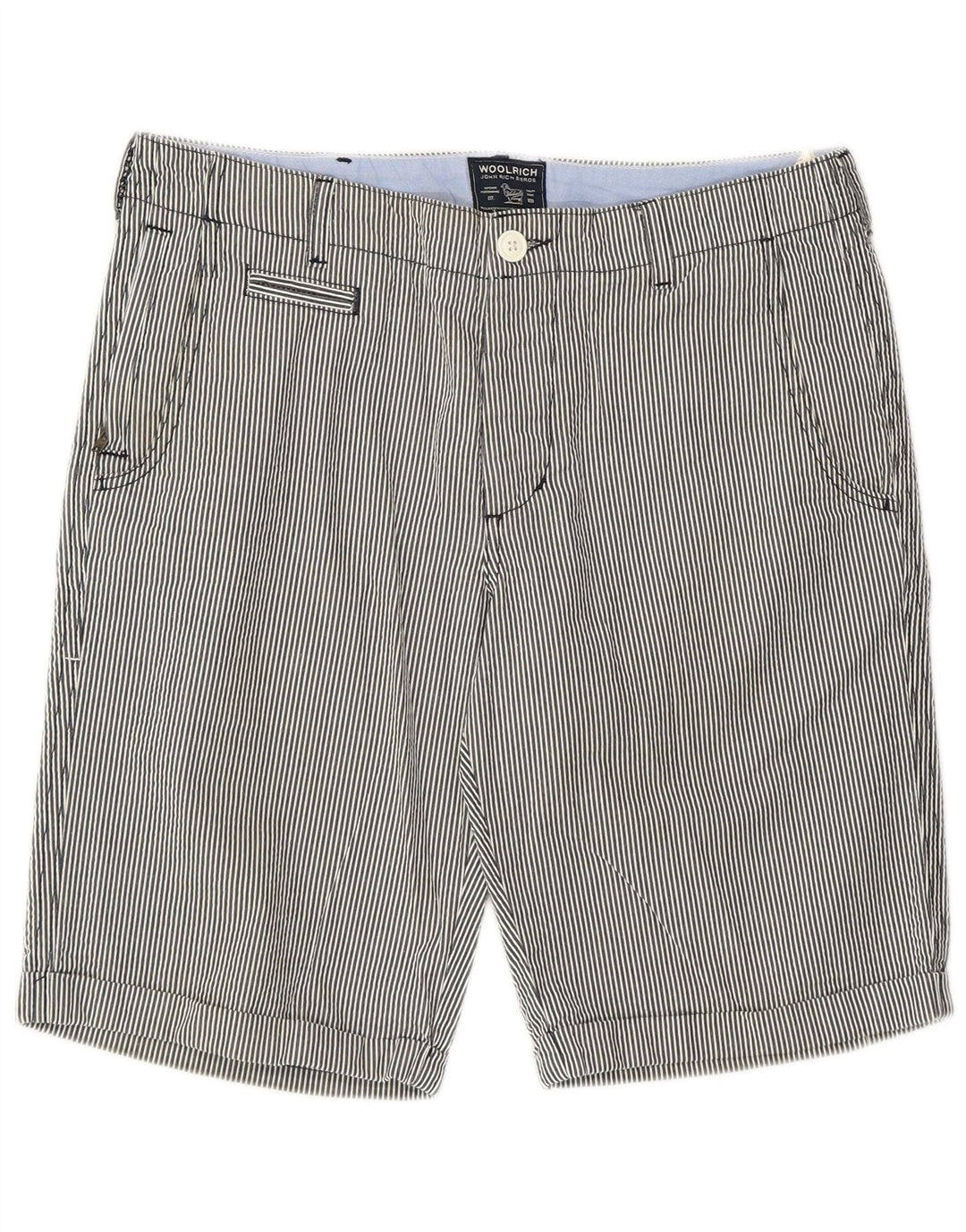 Woolrich Pantalones cortos casuales para hombre W32 Algodón a rayas gris medio