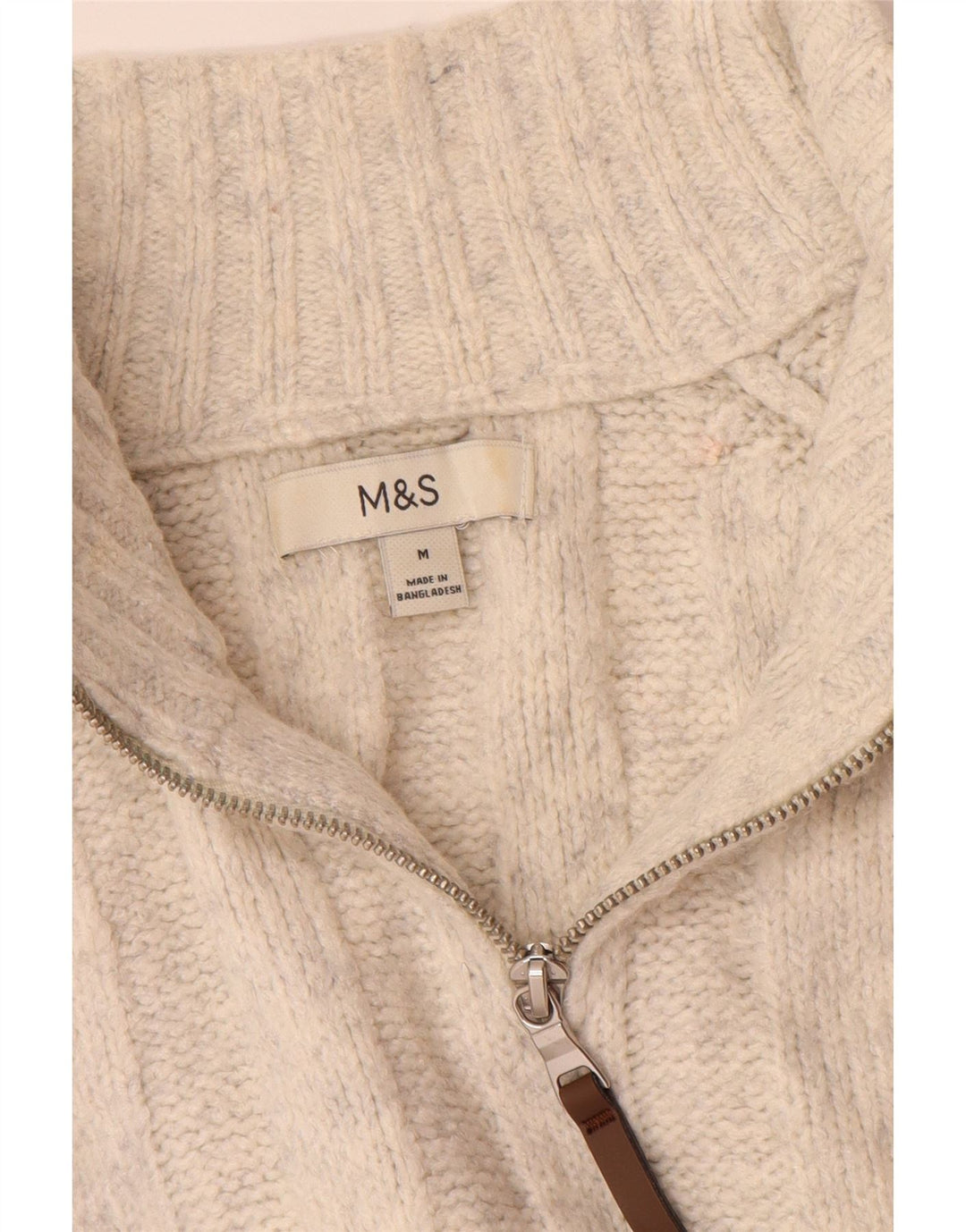 Marks & Spencer Jersey con Cuello y Cremallera para Hombre Acrílico Blanco Roto Mediano