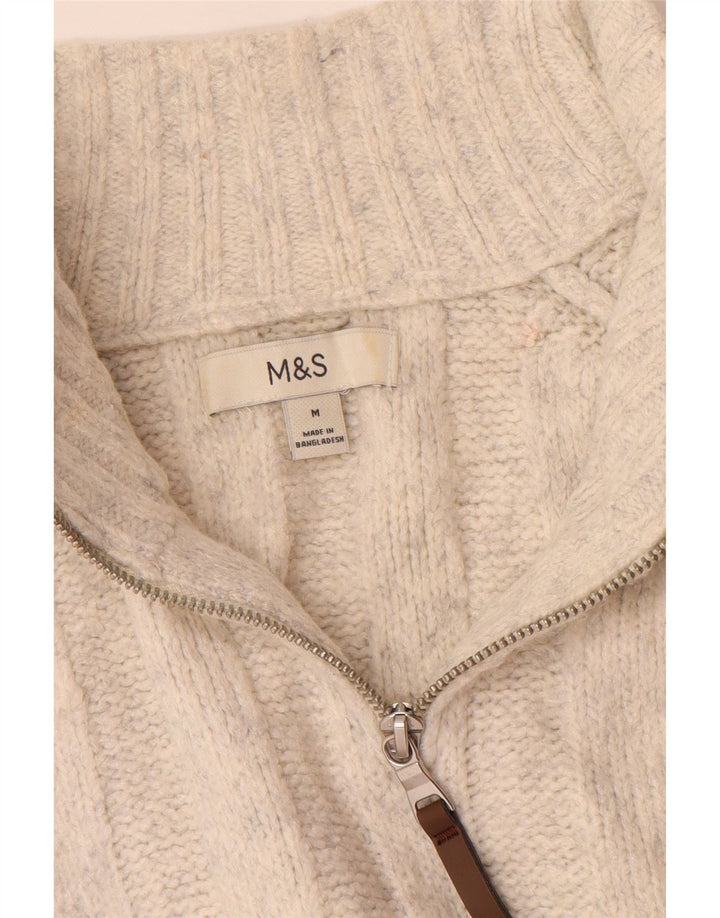 Marks & Spencer Jersey con Cuello y Cremallera para Hombre Acrílico Blanco Roto Mediano