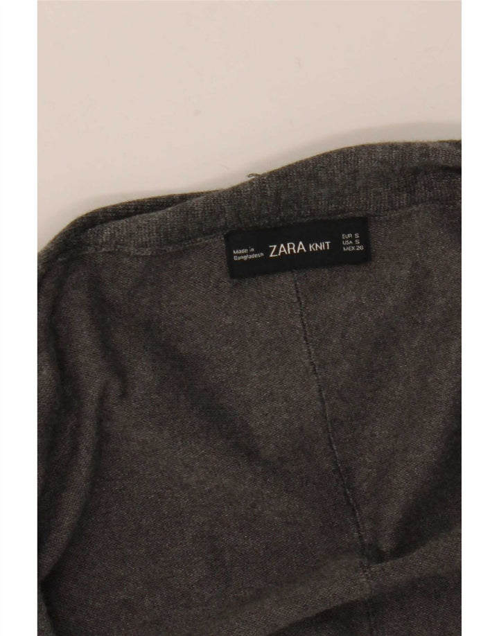 Zara Mujer Cárdigan Abierto Suéter UK 10 Small Gris