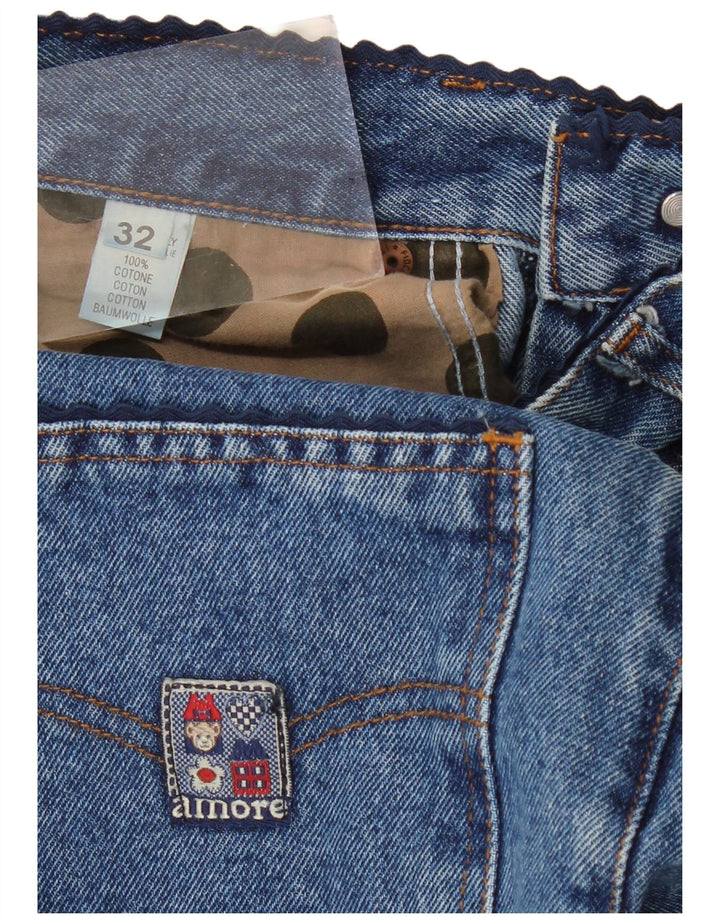 Vintage mujer cónico cintura alta jeans W32 L30 algodón azul